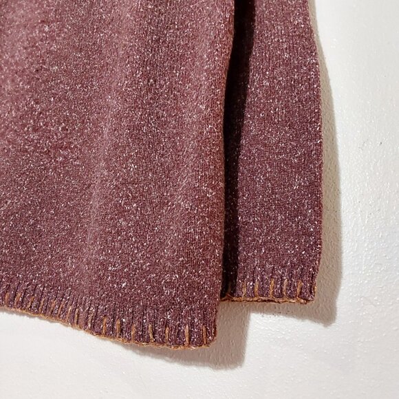 Allison Daley Boho Burgundy Embroidered Mock Neck Sweater Great Cond - Large - Picture 5 of 8